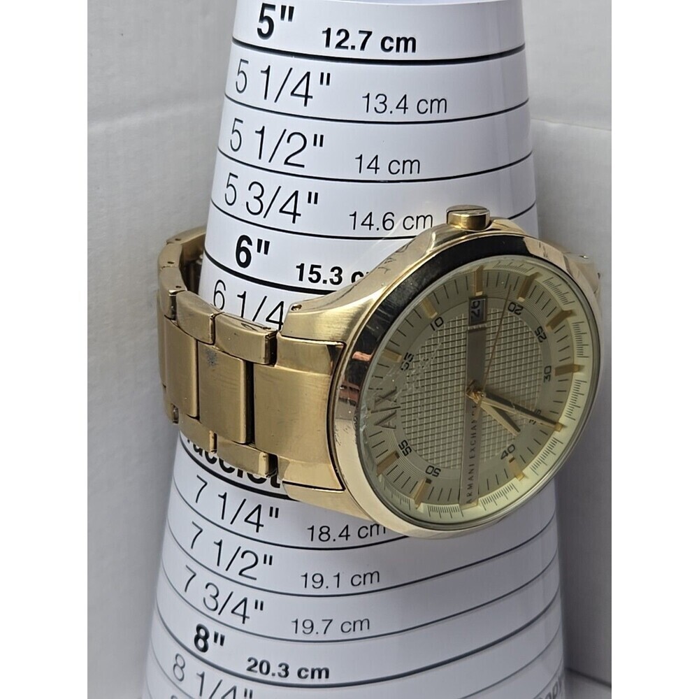 Mens Armani Exchange Hampton AX2132 Date Champagne Gold Plated Watch New Battery - Picture 8 of 11